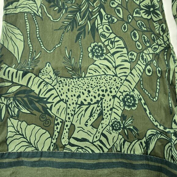 Farm Rio x Anthropologie Floral Jungle Print Wide Leg Satin Pants Green Large - Picture 4 of 15